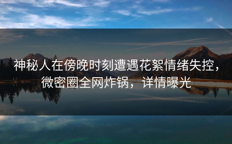 神秘人在傍晚时刻遭遇花絮情绪失控，微密圈全网炸锅，详情曝光